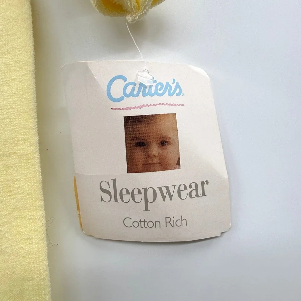 Vintage carters baby yellow bear sleeper one piece footed 6-9 mos terry cloth‎
